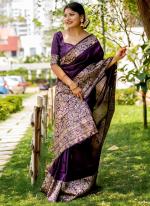 Silk Purple Traditional Wear Weaving Saree